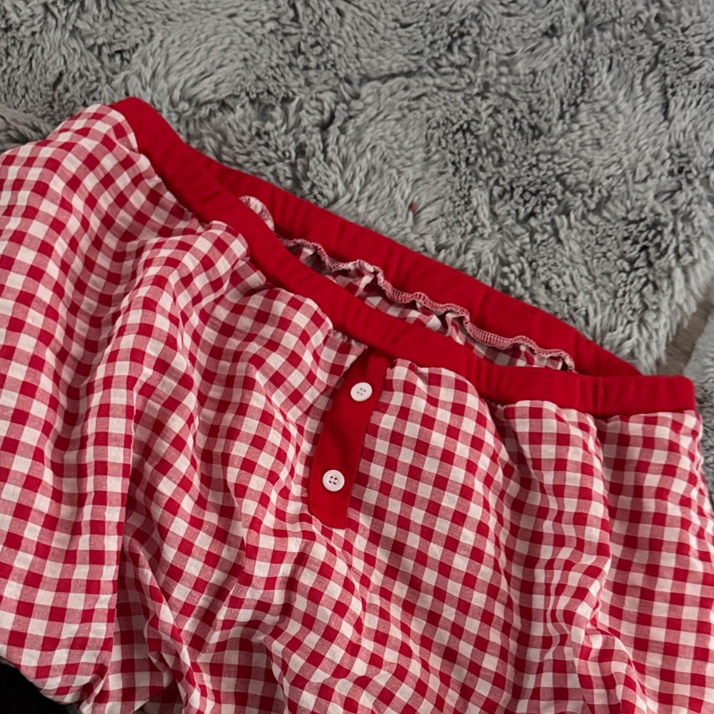 Red Gingham Mini Skirt - Women's Bubble Hem - Picture 3 of 3